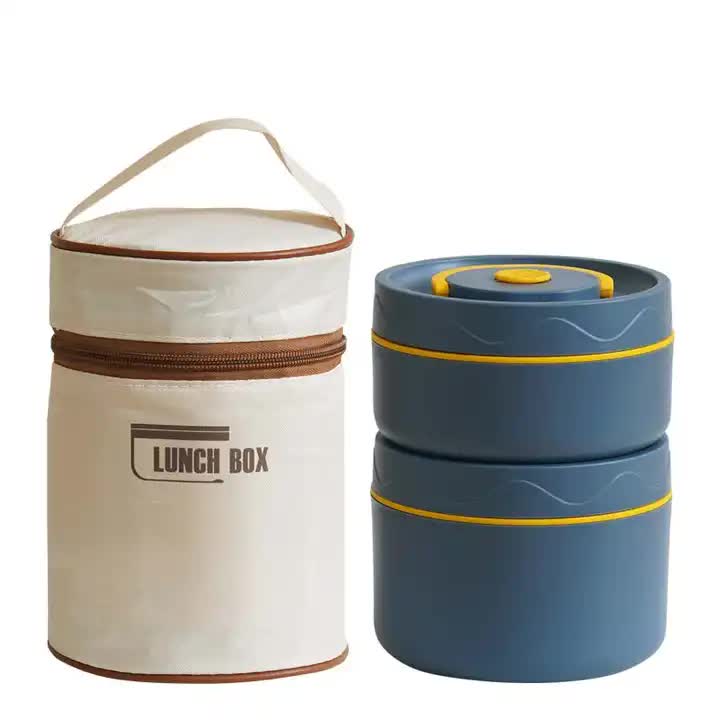 V888-ELOSUNG11877-210387-00 Blue 304 Stainless Steel Microwave-Safe Lunch Box Set (2-Pack) with Insulated Bag, Removable liner, 400+600ML - Image 1