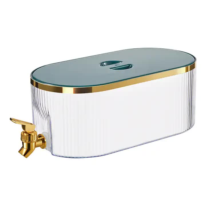 V888-ELOSUNG11993-211001-00 Dark Green Refrigerator Cold Water Dispenser - 5.3L Fruit Tea Jug with Tap for Home Beverages - Image 1