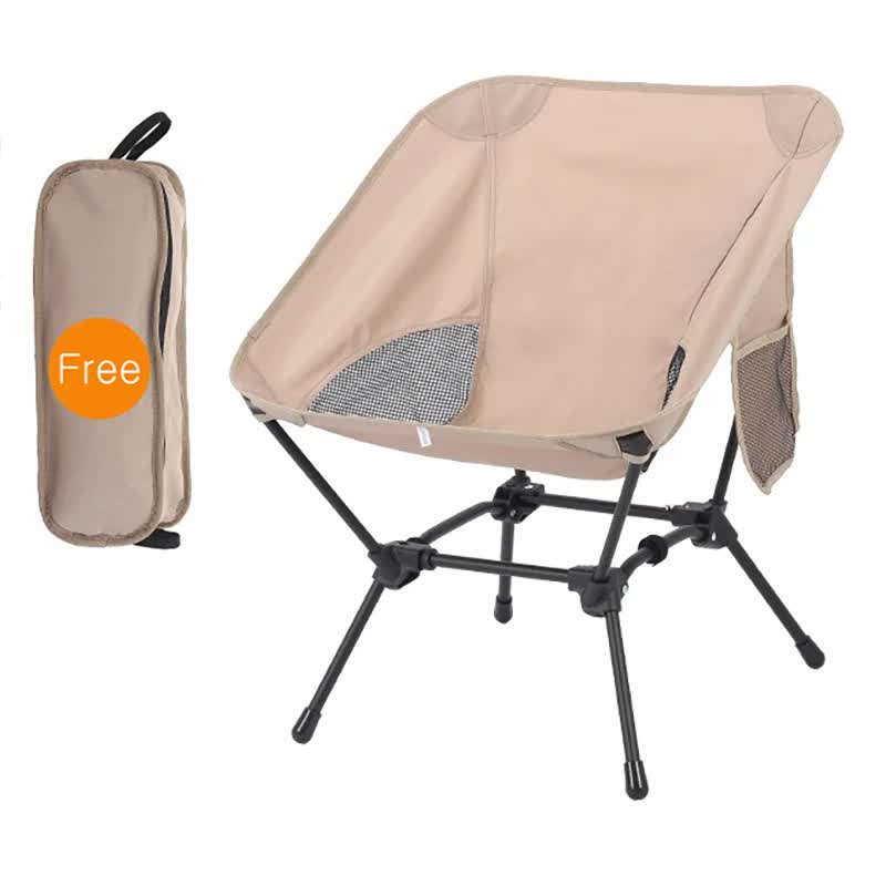 V888-ELOSUNG12199-210725-00 Beige Portable Lightweight Folding Beach Chair - Compact Fishing Chair with Square Legs for Outdoor Use - Image 1