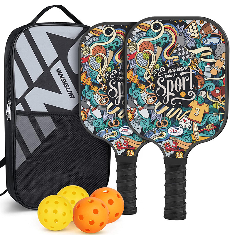 V888-ELOSUNG12364-211662-00 Graffiti Model Fiberglass Pickleball Paddle Set - Vibrant Design for Enhanced Gameplay - Image 1