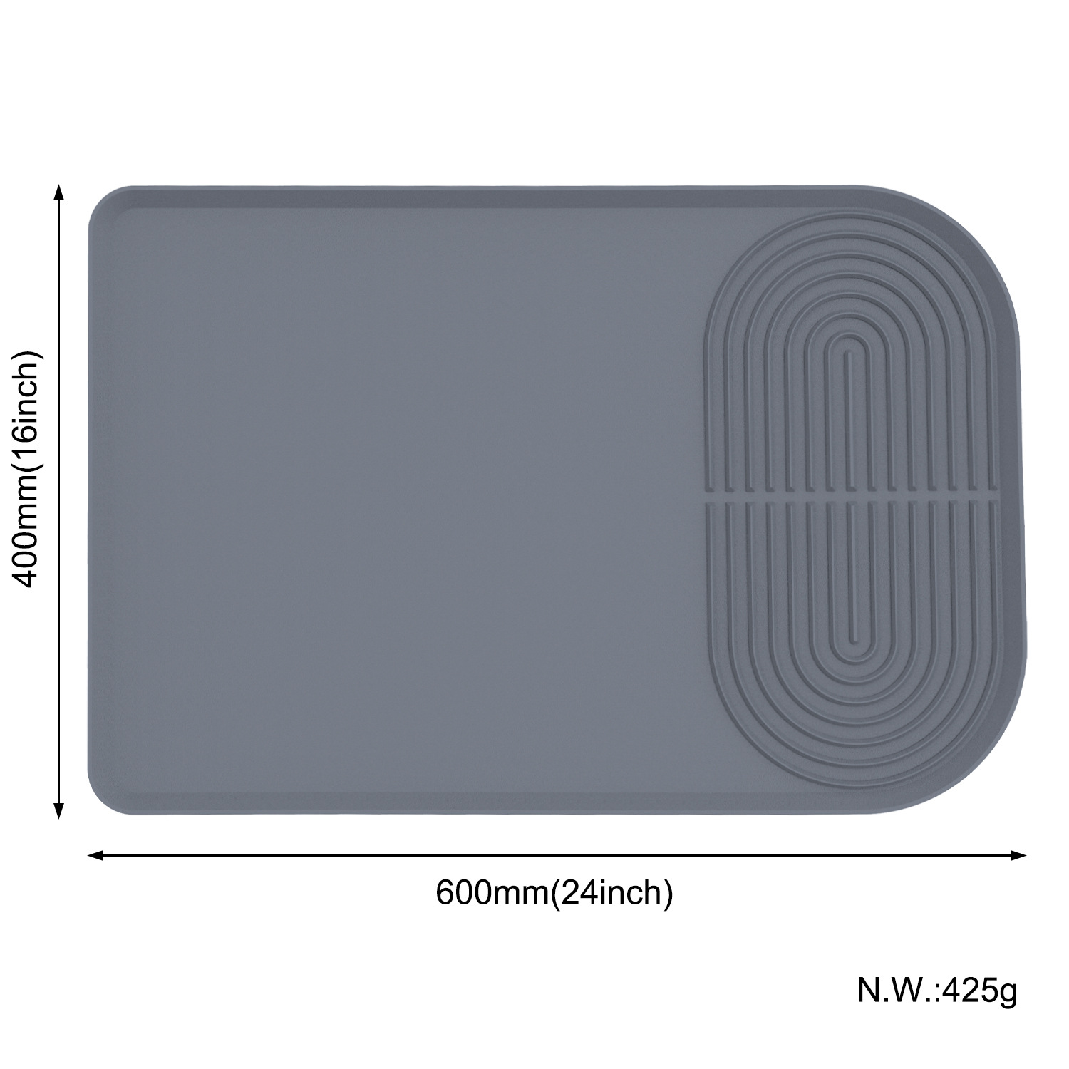 V888-ELOSUNG12407-211759-00 Grey Silicone Coffee Machine Mat - Waterproof, Anti-Slip, and Durable Countertop Protector - Image 1