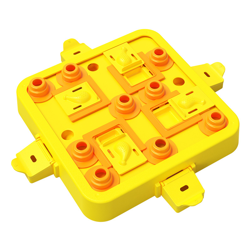 V888-ELOSUNG12433-211694-00 Yellow Interactive Slow Feeder Puzzle Toy for Dogs - Durable Pet Food Dispenser Bowl - Image 1