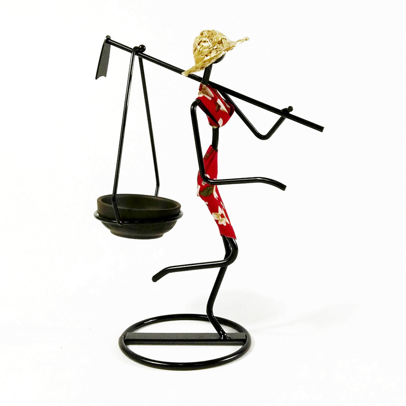 V888-ELOSUNG12486-212143-00 Red Dress Modern Iron Art Candle Holder - Stylish Decorative Candle Stand for Living Room, Dining Room, and Study - Image 1