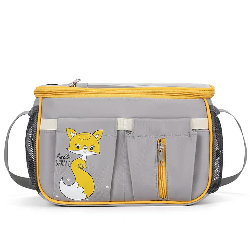 V888-ELOSUNG12516-212250-00 Grey Stroller Organizer Bag - Multi-Functional Baby Bag with Touchscreen Window, USB Port, and Bottle Holders - Image 1