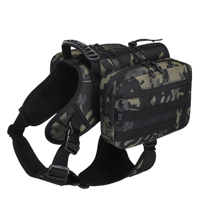 V888-ELOSUNG12565-212321-00 Camouflage Dog Tactical Backpack Harness - Adjustable Outdoor Camouflage Saddle Bag for Dogs - Image 1