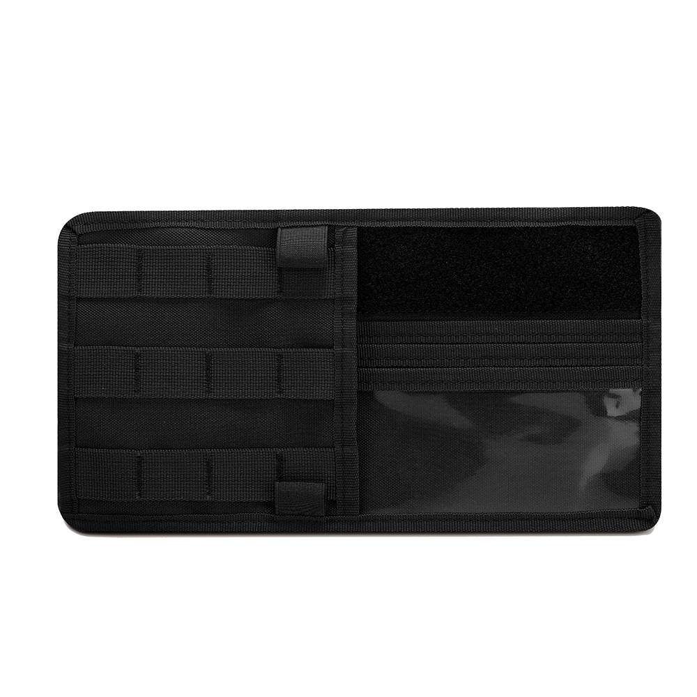 V888-ELOSUNG12571-212408-00 Black Car Sun Visor Organizer - Tactical Molle Storage Panel with Multi-Pocket Design - Image 1