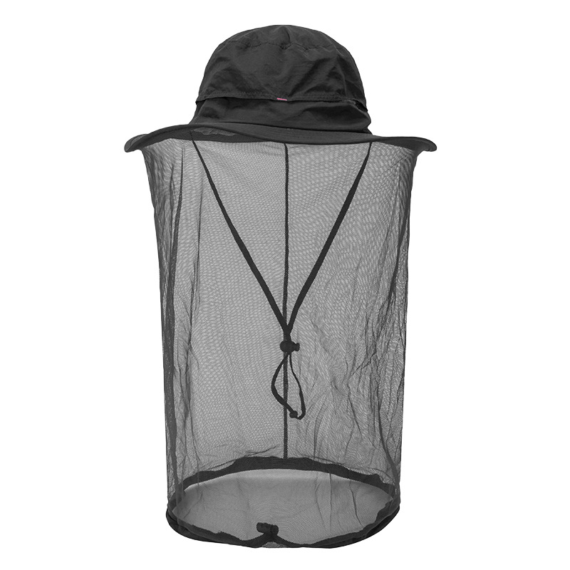 V888-ELOSUNG12641-212887-00 Black Outdoor Mosquito Net Hat - Sun Protection and Insect Repellent Bucket Hat - Image 1
