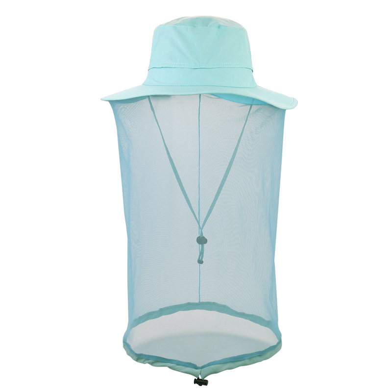 V888-ELOSUNG12671-212878-00 Azure Outdoor Mosquito Net Hat - Sun Protection and Insect Repellent Bucket Hat - Image 1