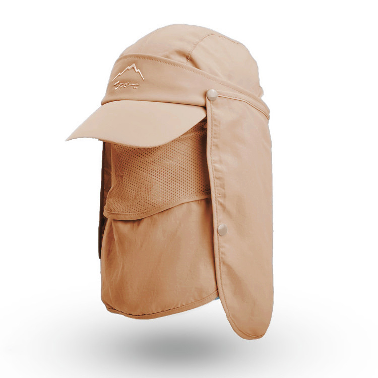 V888-ELOSUNG12775-213008-00 Khaki UV Protection 4-in-1 Outdoor Sun Hat with Removable Flaps - Image 1