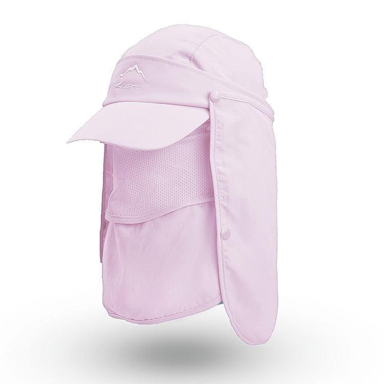 V888-ELOSUNG12776-213007-00 Pink UV Protection 4-in-1 Outdoor Sun Hat with Removable Flaps - Image 1