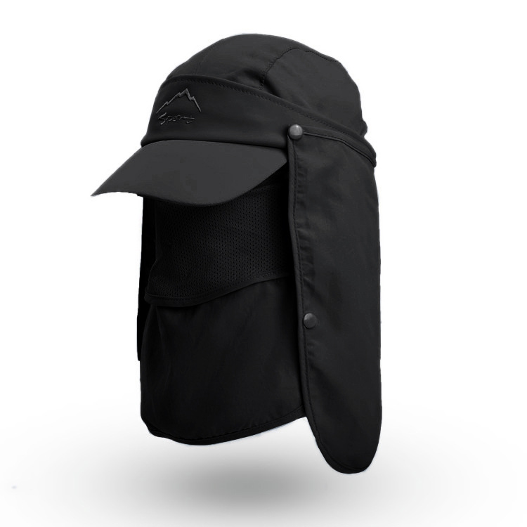 V888-ELOSUNG12782-213001-00 Black UV Protection 4-in-1 Outdoor Sun Hat with Removable Flaps - Image 1