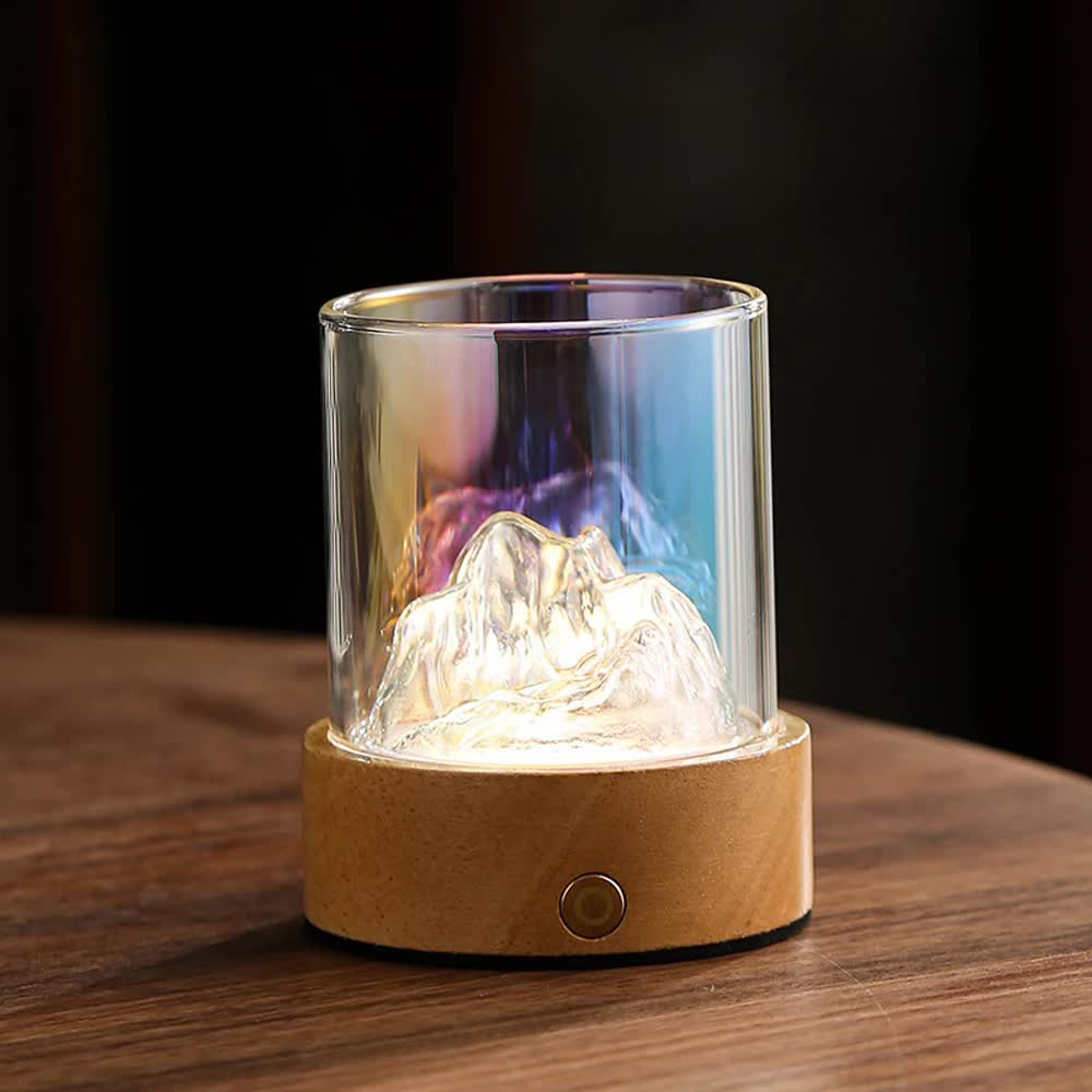 V888-ELOSUNG12856-213658-00 Multicolor LED Glass Night Light with Mountain Design, USB Rechargeable - Image 1
