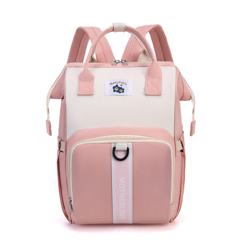 V888-ELOSUNG13101-210317-00 Pink New Large Capacity Mommy Bag – Portable and Lightweight Multi-Function Diaper Backpack, Stylish Baby and Mom Storage Bag - Image 1