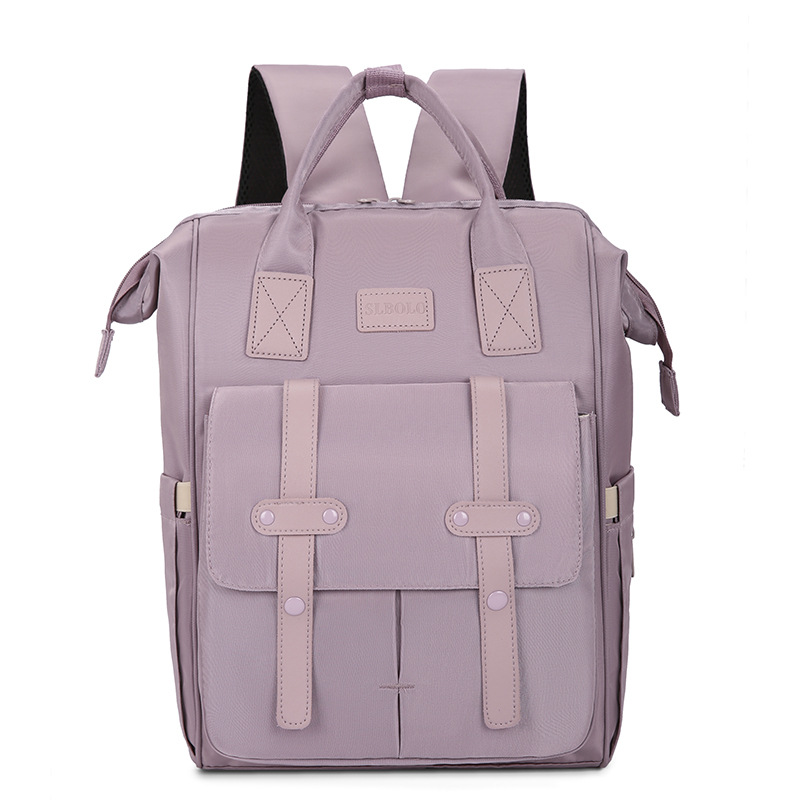 V888-ELOSUNG13107-210330-00 Purple Fashionable Multi-Function Mommy Bag - Large Capacity Diaper Tote and Backpack for Moms, Ideal for Travel and Everyday Use - Image 1