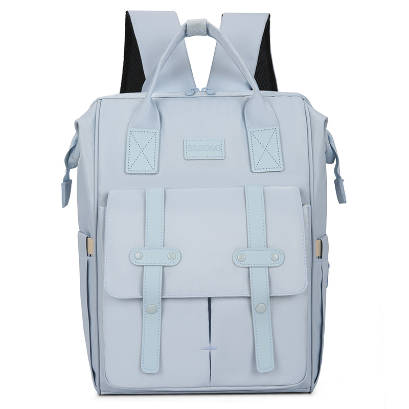 V888-ELOSUNG13108-210331-00 Light Blue Fashionable Multi-Function Mommy Bag - Large Capacity Diaper Tote and Backpack for Moms, Ideal for Travel and Everyday Use - Image 1
