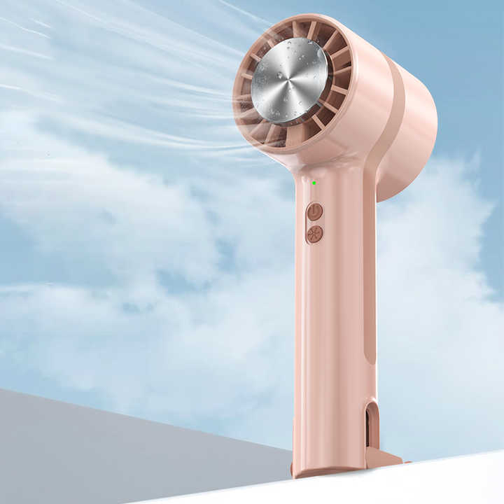 V888-ELOSUNG13259-211040-00 Pink Outdoor Handheld Cooling Fan - Mini Macaron Portable Desk Fan with Carabiner, Ideal for Home, Travel, and Hiking - Image 1