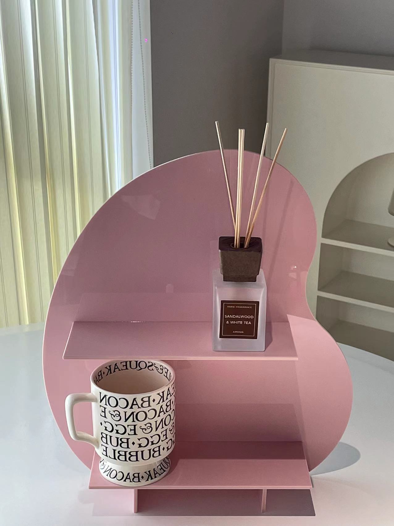 V888-ELOSUNG13265-211045-00 40*36*10cm Pink Acrylic Desktop Storage Organizer - Christmas Aromatherapy Display Shelf for Cosmetics, Candles, and Decorative Items - Image 1