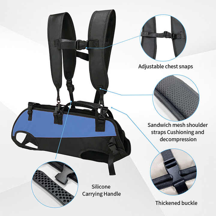 V888-ELOSUNG13377-211474-00 M Blue Multifunctional Pet Backpack with Adjustable Straps, Outdoor Assist Walking Harness Carrier for Dogs And Cycling Dog Backpack - Image 1