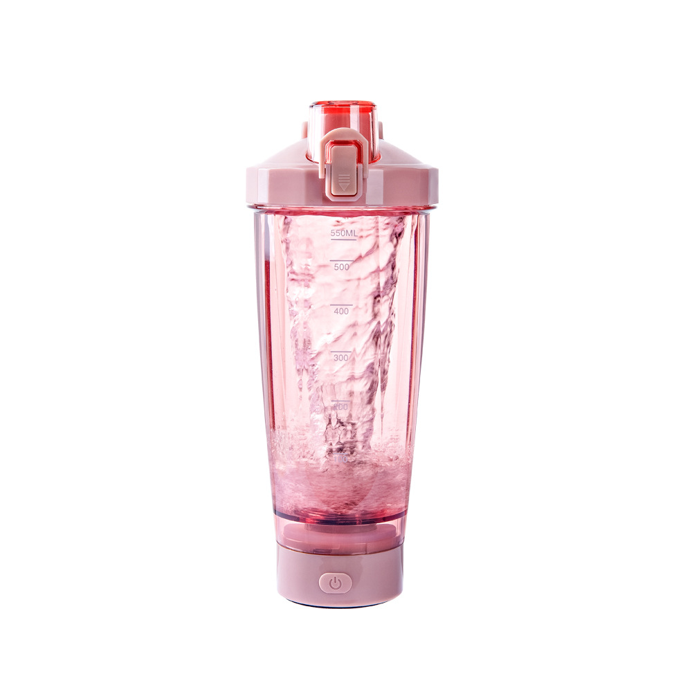 V888-ELOSUNG13388-211407-00 Pink Portable Electric Shaker Bottle without LED Light, 550ml Sports Protein Mixer Cup for Gym and Travel - Image 1