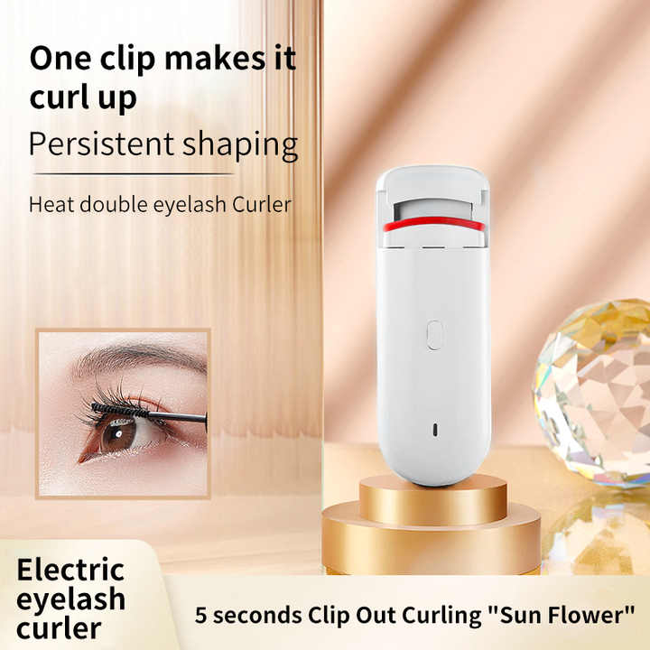 V888-ELOSUNG13429-211874-00 White Electric Heated Eyelash Curler, Portable Rechargeable Lash Curler, Long-Lasting Eyelash Curling Tool - Image 1