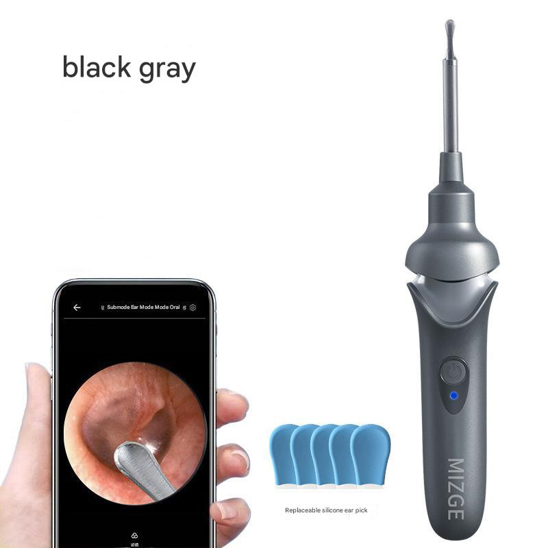 V888-ELOSUNG13456-211727-00 Black Rechargeable Visual Electric Ear Cleaner with LED Light - Safe and Effective Ear Wax Removal Tool for Adults and Children - Image 1