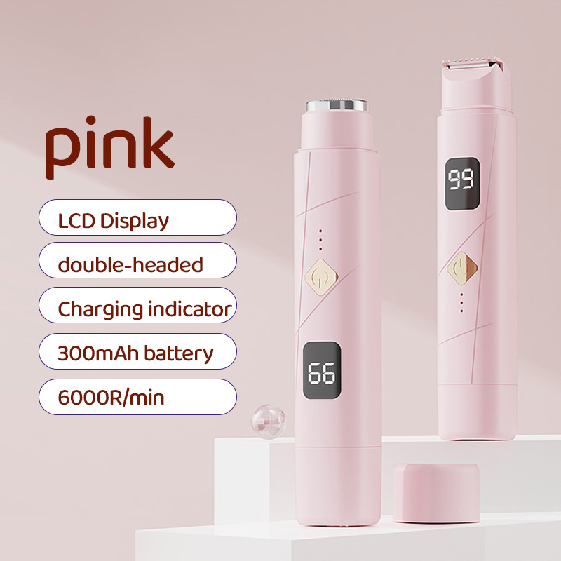 V888-ELOSUNG13458-211729-00 Pink Portable Wireless Electric Hair Remover – Dual-Head Rechargeable Mini Shaver for Women’s Sensitive Areas - Image 1