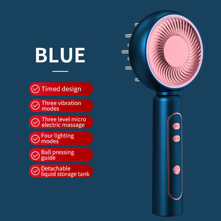 V888-ELOSUNG13462-211737-00 Blue Intelligent Scalp Massager Brush with Red Light Therapy - Hair Care, Volumizing, and Essence Applicator - Image 1