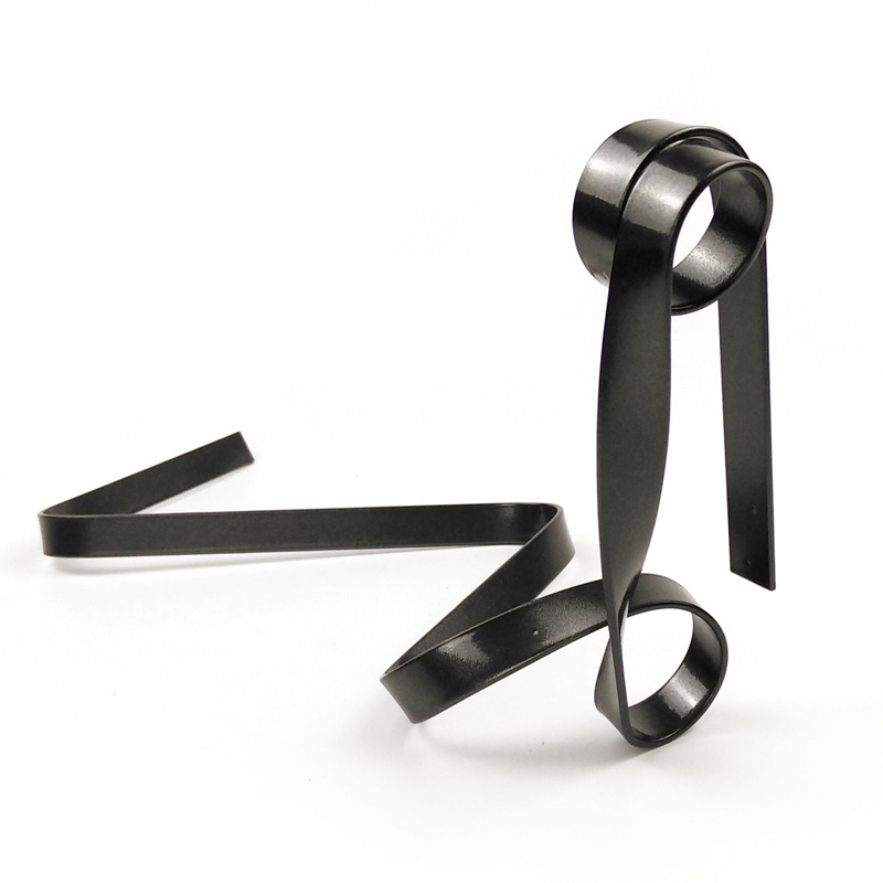 V888-ELOSUNG13545-212106-00 Black Modern Ribbon Wine Bottle Holder - Creative Floating Wine Rack for Home and Bar Décor - Image 1