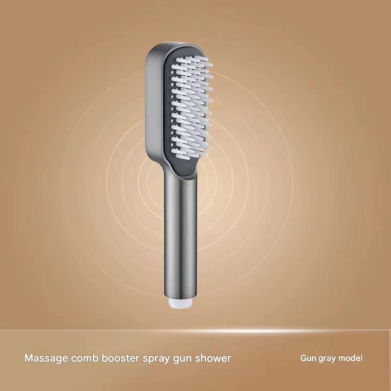 V888-ELOSUNG13551-212114-00 Grey Handheld Shower Head with Silicone Brush and Massage Function - High-Pressure Water Spray - Image 1