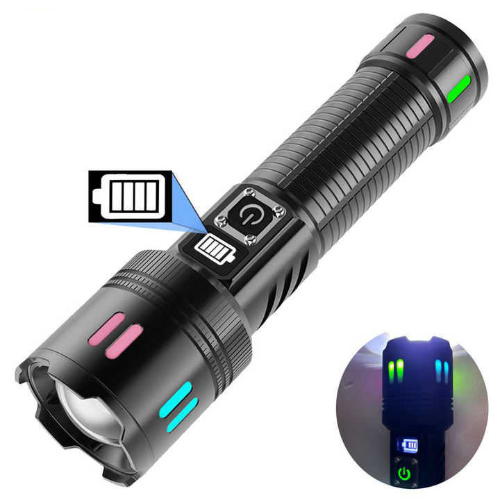 V888-ELOSUNG13554-212163-00 Carton Box Rechargeable High-Power Emergency Flashlight – Super Bright Portable Outdoor Patrol Torch with Digital Display - Image 1