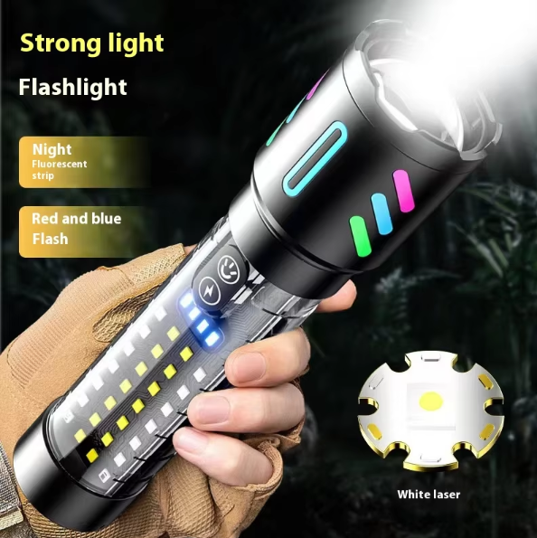 V888-ELOSUNG13556-212188-00 LED Rechargeable Laser Flashlight – Multifunctional Type-C Strong Light Torch with Adjustable Zoom - Image 1