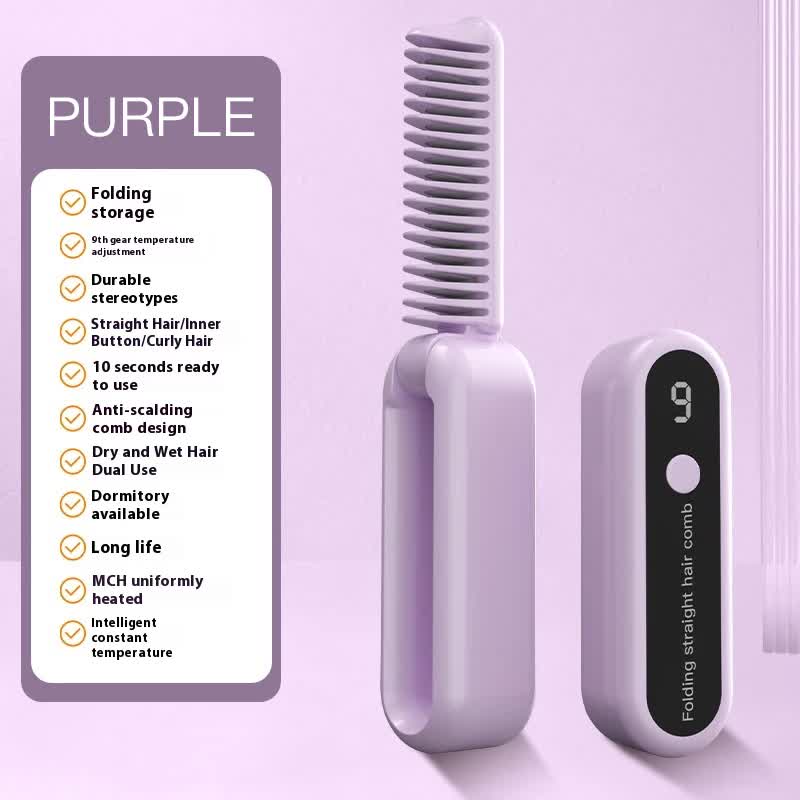 V888-ELOSUNG13671-212605-00 Purple Portable foldable cordless hair straightener with ionic technology, compact travel design, and quick and easy USB charging - Image 1