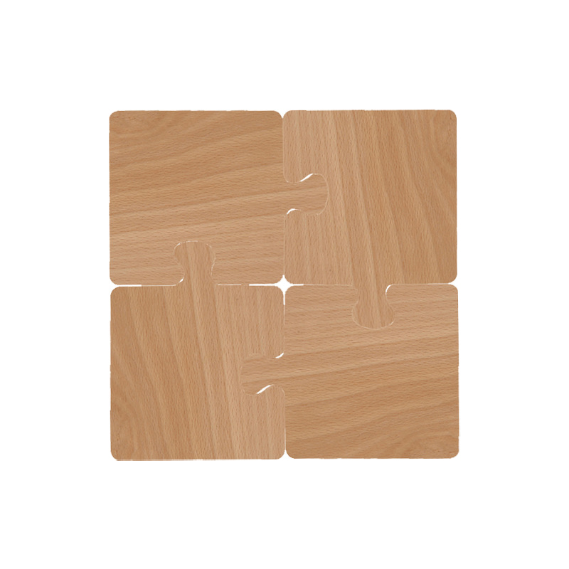 V888-ELOSUNG13837-212893-00 Light Yellow Natural Black Walnut Wooden Coasters, Heat-Resistant Tea Cup Pads, Puzzle-Shaped Drink Mats, Eco-Friendly Tea Accessories Set - Image 1