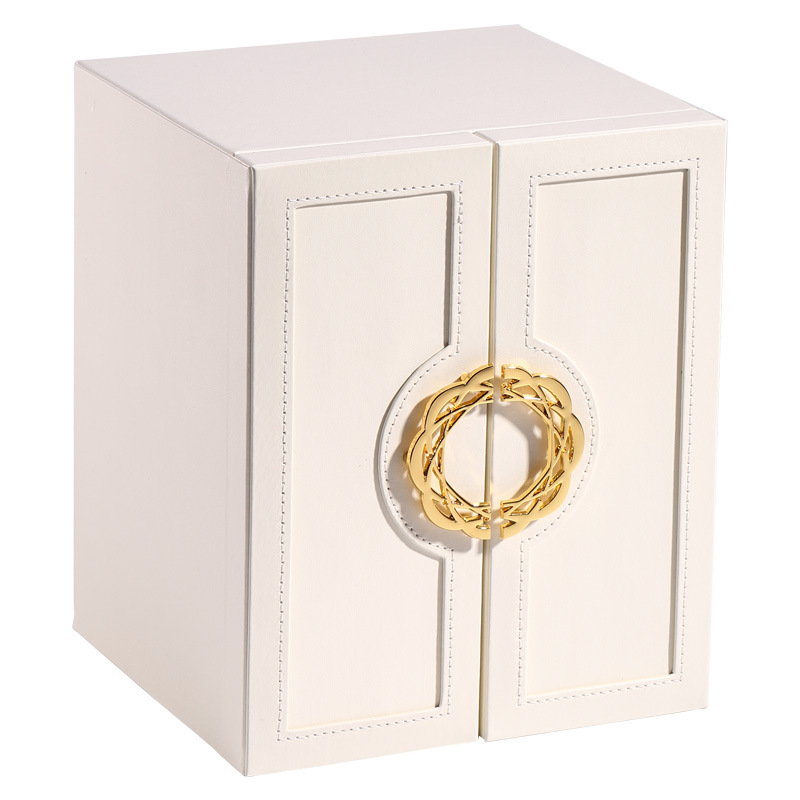 V888-ELOSUNG13847-212980-00 White Elegant 5-Layer Large Capacity Jewelry Storage Box with Dual Opening Doors - Perfect for Organizing Necklaces, Rings, Earrings, and More(Jewelry is a photo prop and is not included) - Image 1