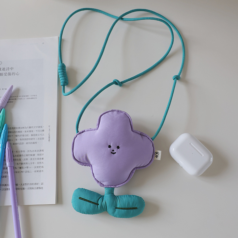 V888-ELOSUNG13879-213373-00 Purple Mini Crossbody Coin Purse & Earphone Pouch - Adorable Floral Design, Small Bag for Lipsticks, Lightweight Travel Essentials - Image 1