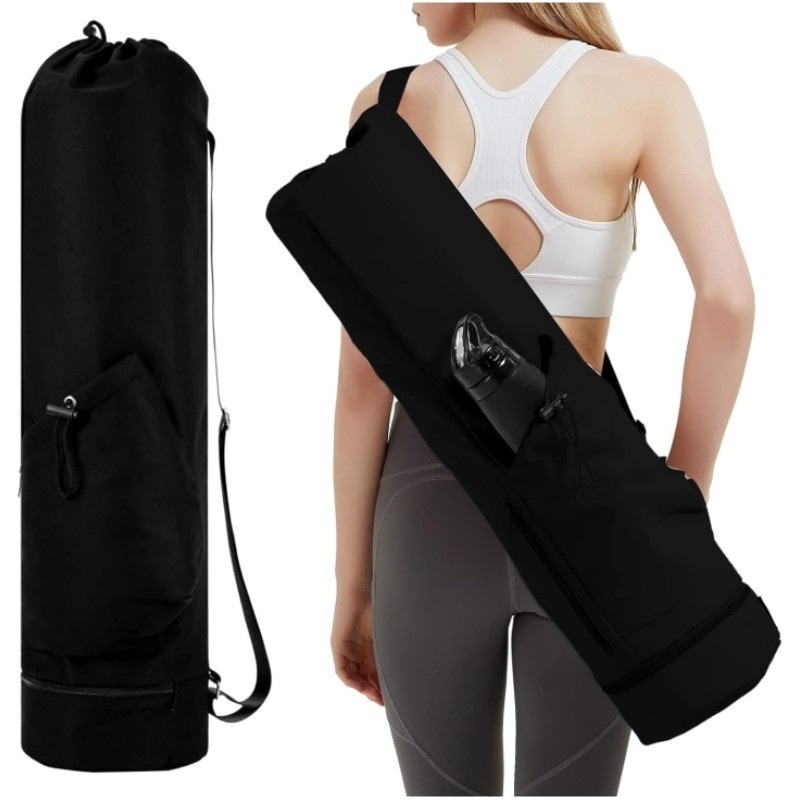 V888-ELOSUNG13909-213708-00 Black Durable Yoga Mat Carry Bag – Multi-Functional Fitness Backpack with Wet Pocket(Mugs are filming props, not included) - Image 1