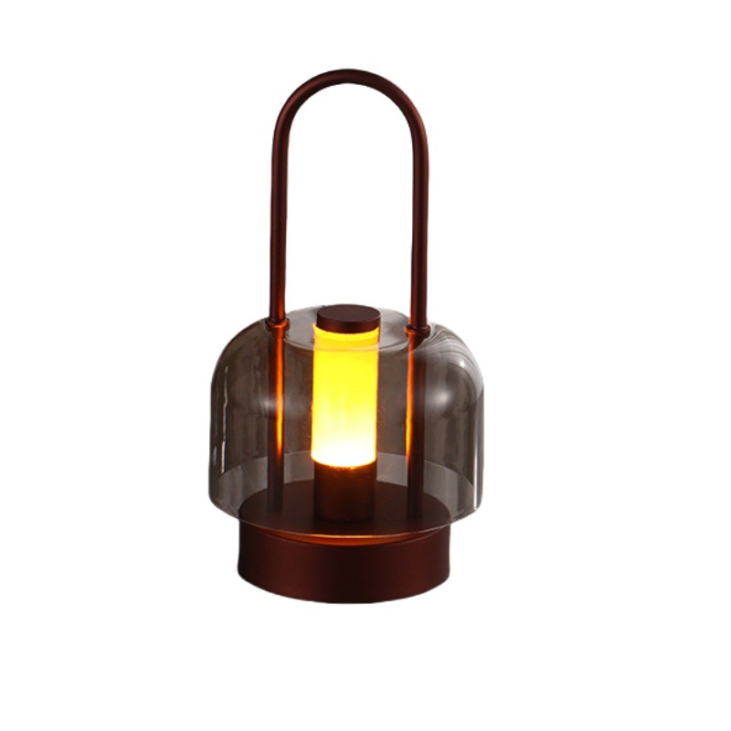 V888-ELOSUNG13987-214101-00 Brown Portable Rechargeable LED Lantern - Touch Control, Adjustable Brightness, USB Charging - Image 1