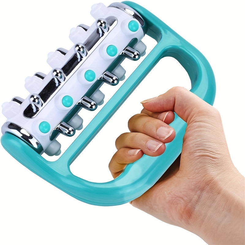 V888-ELOSUNG15016-211398-00 2PCS Blue Handheld Roller Massager - Mini Five-Row Manual Muscle Relaxation Tool for Acupressure and Stress Relief - Image 1