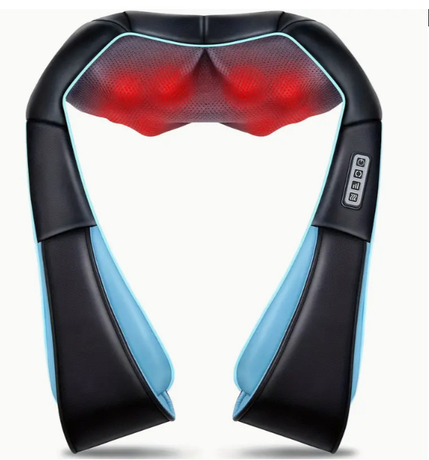 V888-ELOSUNG15098-212008-00 Blue Portable Kneading Neck and Shoulder Massager with Heat - Four-Button Design, USB Charging - Image 1