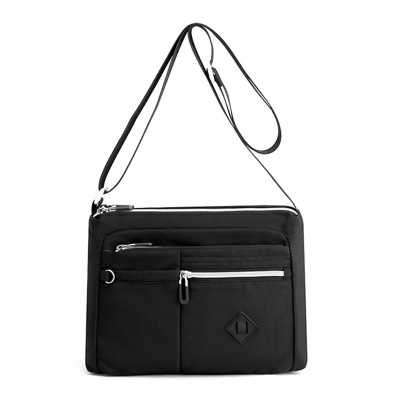 V888-ELOSUNG15157-212282-00 Lightweight Nylon Crossbody Shoulder Bag - Black, Adjustable Strap, Multi-Pocket Design - Image 1