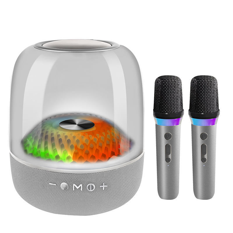 V888-ELOSUNG15180-212479-00 LP90 White 360° Bluetooth Home Theater Speaker With Two Microphones - LED Light Effect, 120W Surround Sound - Image 1