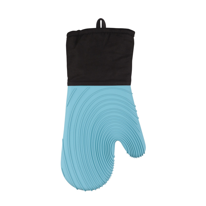 V888-ELOSUNG15234-212560-00 Blue Spiral Pattern Silicone Oven Mitts - Heat Resistant and Non-Slip Design (1 Pair/2 PCS) - Image 1
