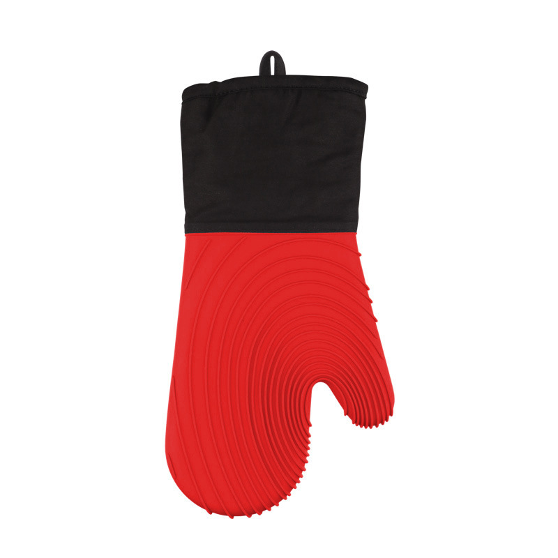 V888-ELOSUNG15235-212559-00 Red Spiral Pattern Silicone Oven Mitts - Heat Resistant and Non-Slip Design (1 Pair/2 PCS) - Image 1