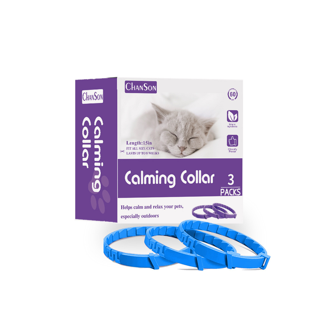 V888-ELOSUNG15278-214388-00 Blue Calming Collars for Cats - Natural Anxiety Relief, Adjustable, 3 Pack (2 set/6PCS) - Image 1