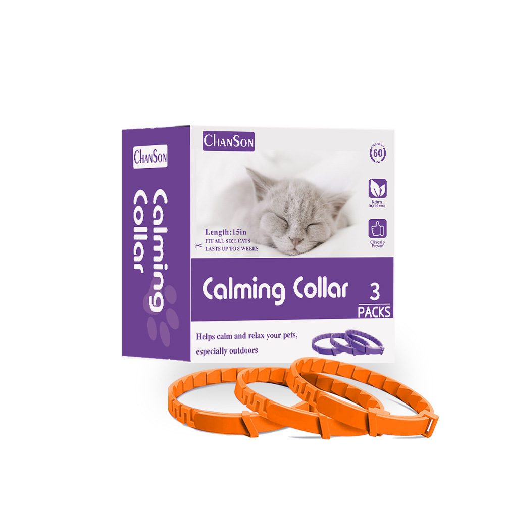 V888-ELOSUNG15281-214394-00 Oange Calming Collars for Cats - Natural Anxiety Relief, Adjustable, 3 Pack (2 set/6PCS) - Image 1
