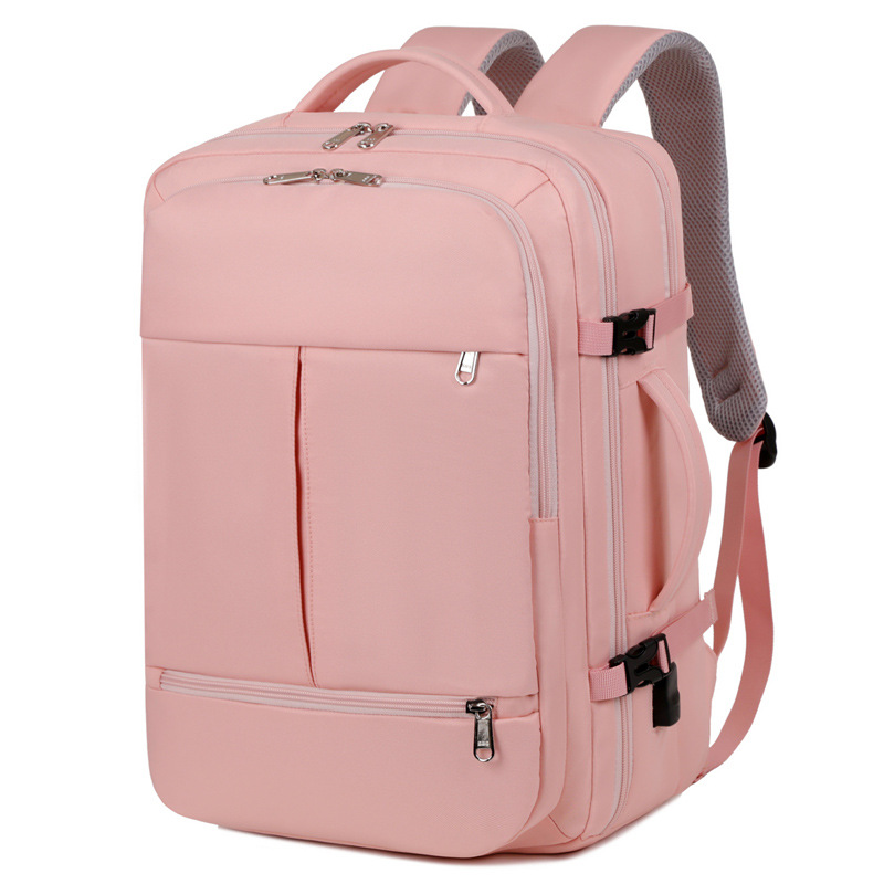 V888-ELOSUNG15298-212653-00 Large Capacity Travel Backpack with USB Charging Port - Pink - Image 1