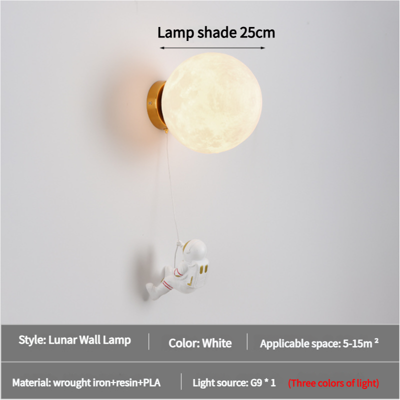V888-ELOSUNG15450-213752-00 Astronaut Moon Wall Lamp with Three Colors of Light,Diameter 25cm - Image 1