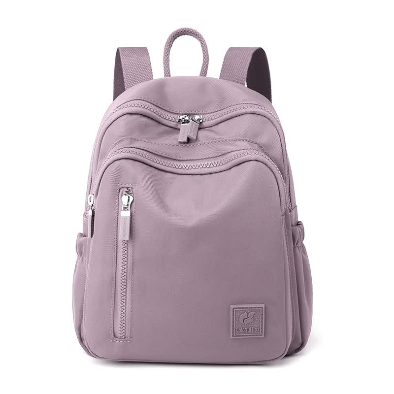 V888-ELOSUNG15505-214218-00 Purple Mini Nylon Multi-Compartment Backpack - Lightweight and Stylish Everyday Bag - Image 1
