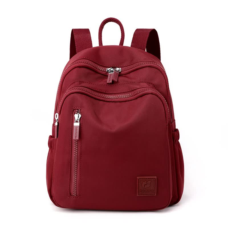 V888-ELOSUNG15508-214221-00 Red Mini Nylon Multi-Compartment Backpack - Lightweight and Stylish Everyday Bag - Image 1