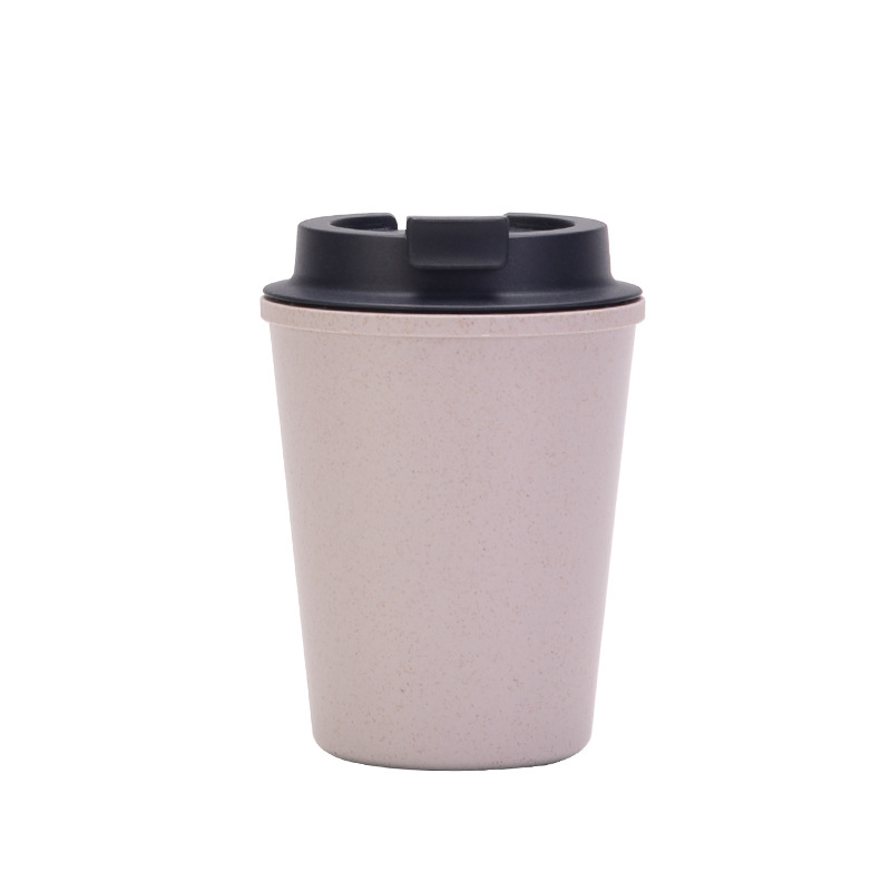 V888-ELOSUNG15602-214375-00 Gray 350ml Wheat Straw Double-Layer Coffee Cup - Eco-Friendly and Lightweight - Image 1